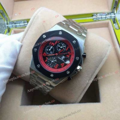 Clone Audemars Piguet High Quality Black Chronograph with Red Inner Mens Watch